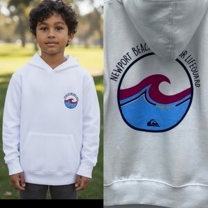 Quiksilver Newport Beach Jr. Lifeguard White Hoodie Boys Size S10
